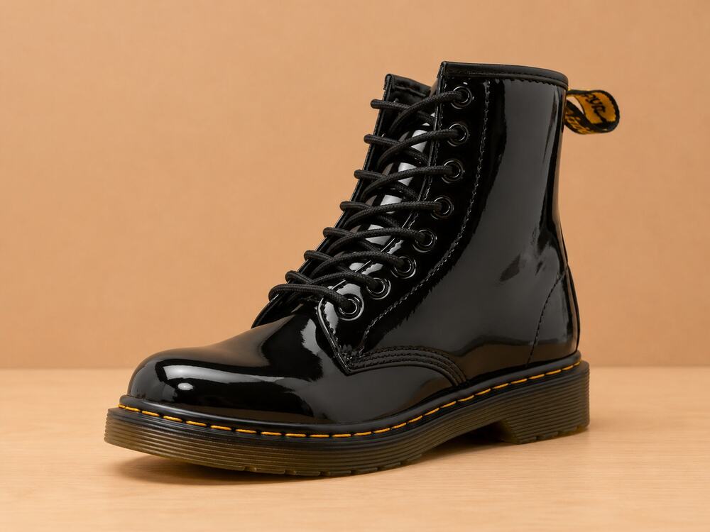 USED Dr. Martens Delaney Boot,Black Patent,12 UK(13 M US Little Kid)